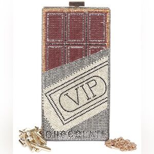 Caleesa VIP Rhinestone Evening Clutch - Burgundy and Silver